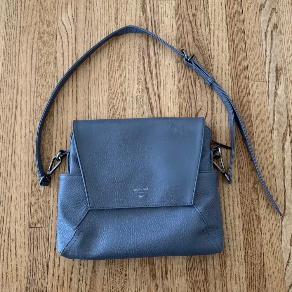 EUC Matt & Nat Minka Hobo Crossbody Blue/Grey